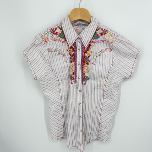 Johnny Was Tops - 3J Workshop by Johnny Was Western-style shirt snap front sz L